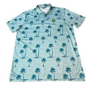 Levelwear 2XL Mens Golf Polo Shirt Blue Palm‎ Tree Print Short Sleeve